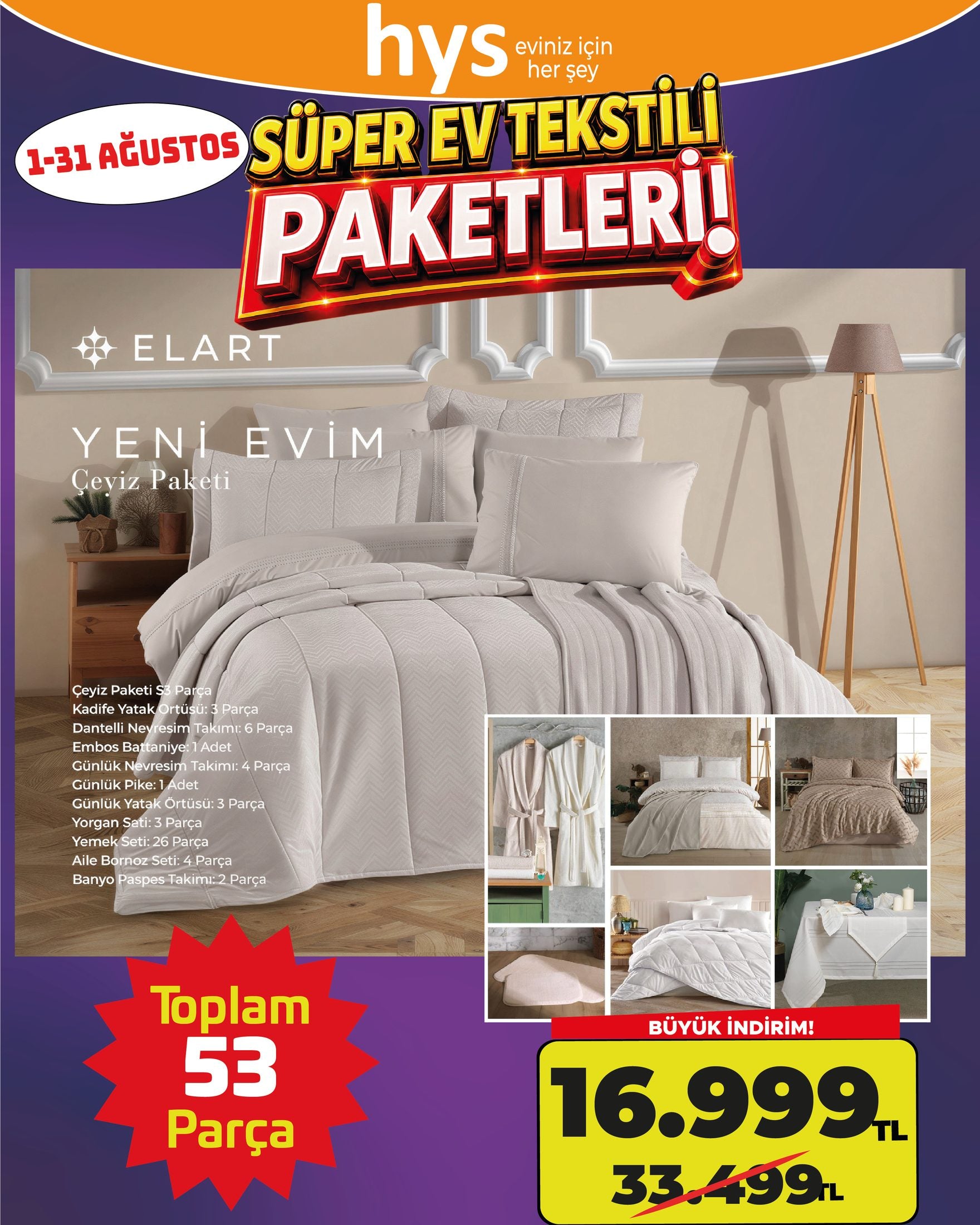 Yeni Evim Çeyiz Paketi 53 Parça Ürün ana görseli