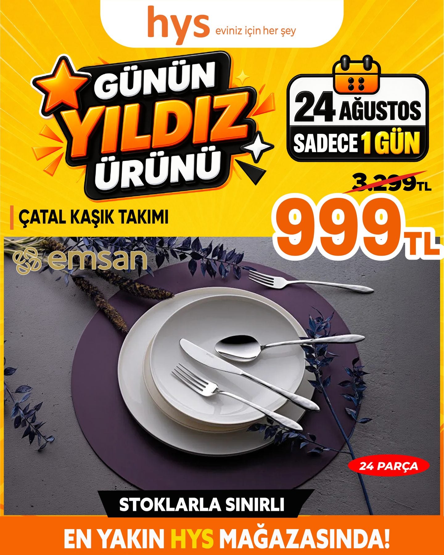 Emsan Çatal Kaşık Takımı 24 Parça Ürün ana görseli