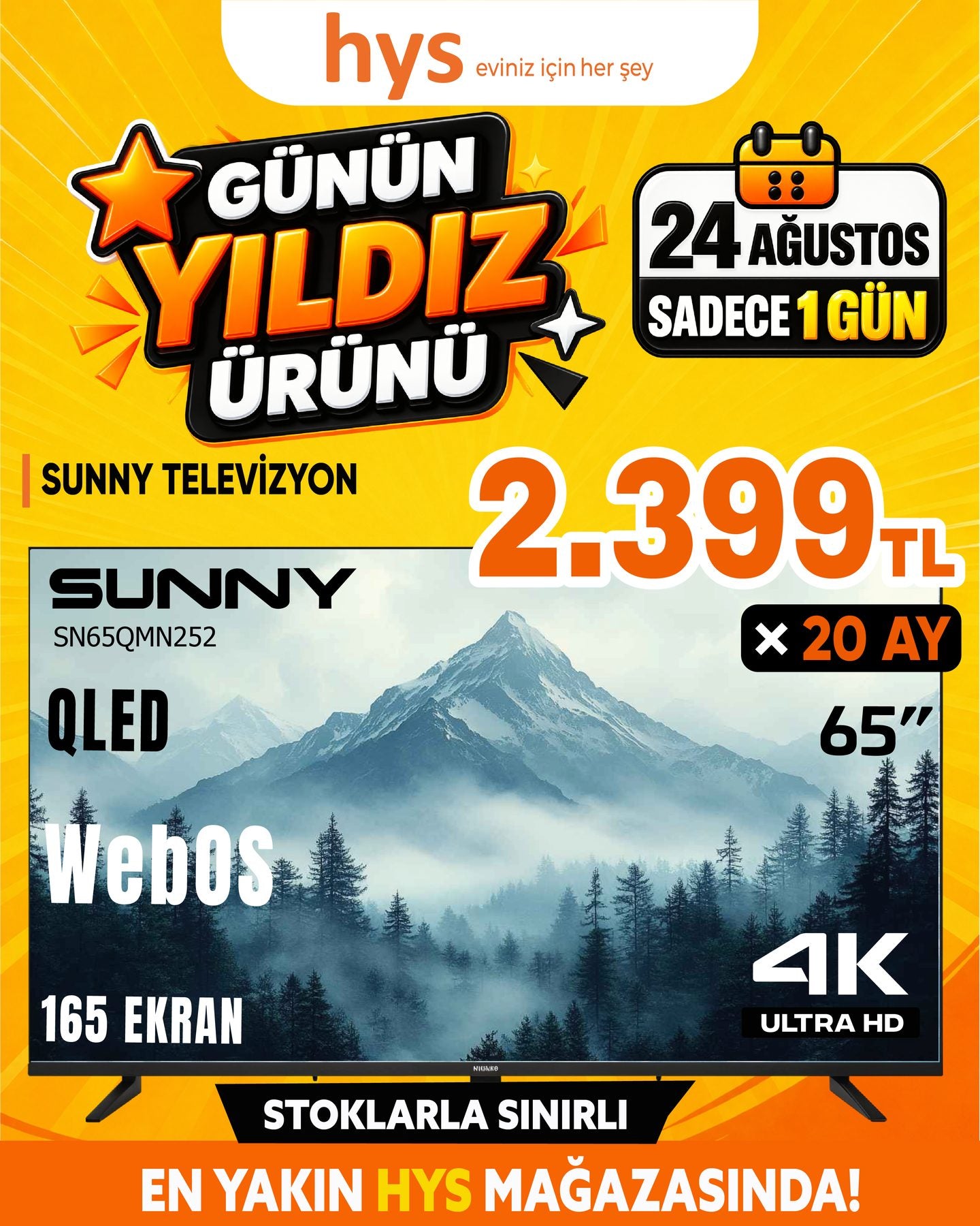 Sunny 65 İnç QLED TV