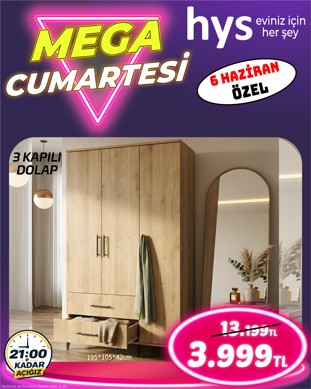 3 Kapılı Dolap Ürün ana görseli