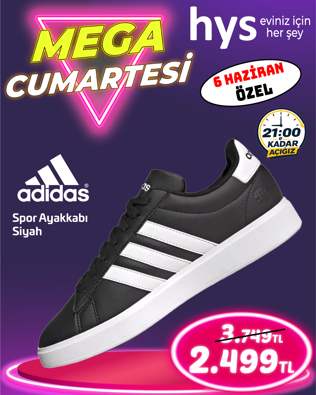 Adidas Spor Ayakkabı Siyah
