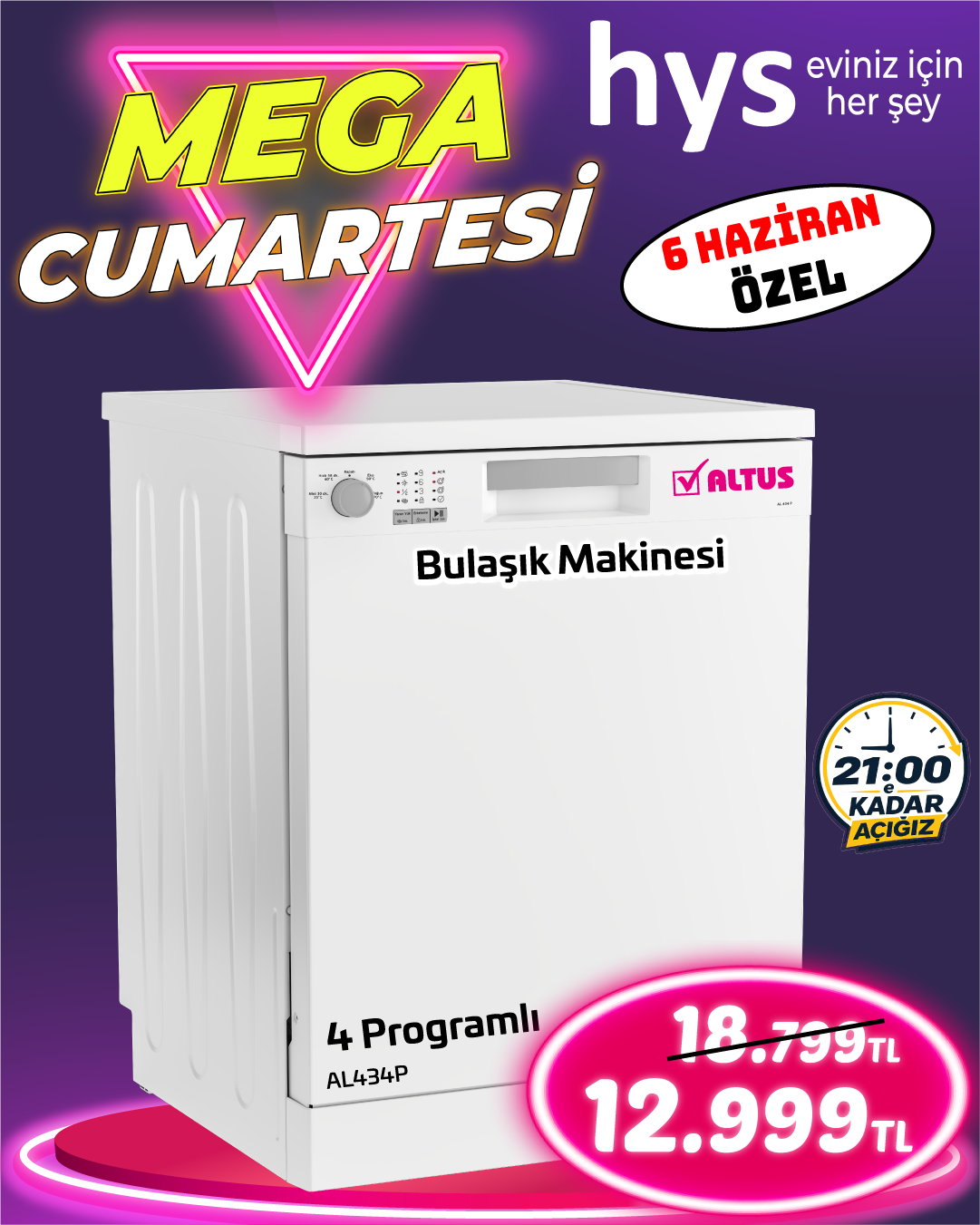 Altus AL434P Bulaşık Makinesi Ürün ana görseli