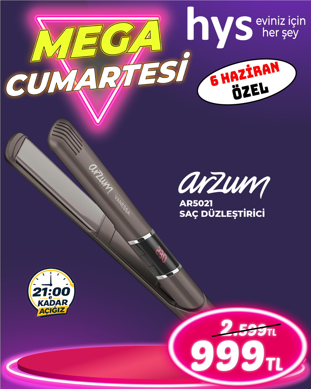 Arzum AR5021 Saç Düzleştirici