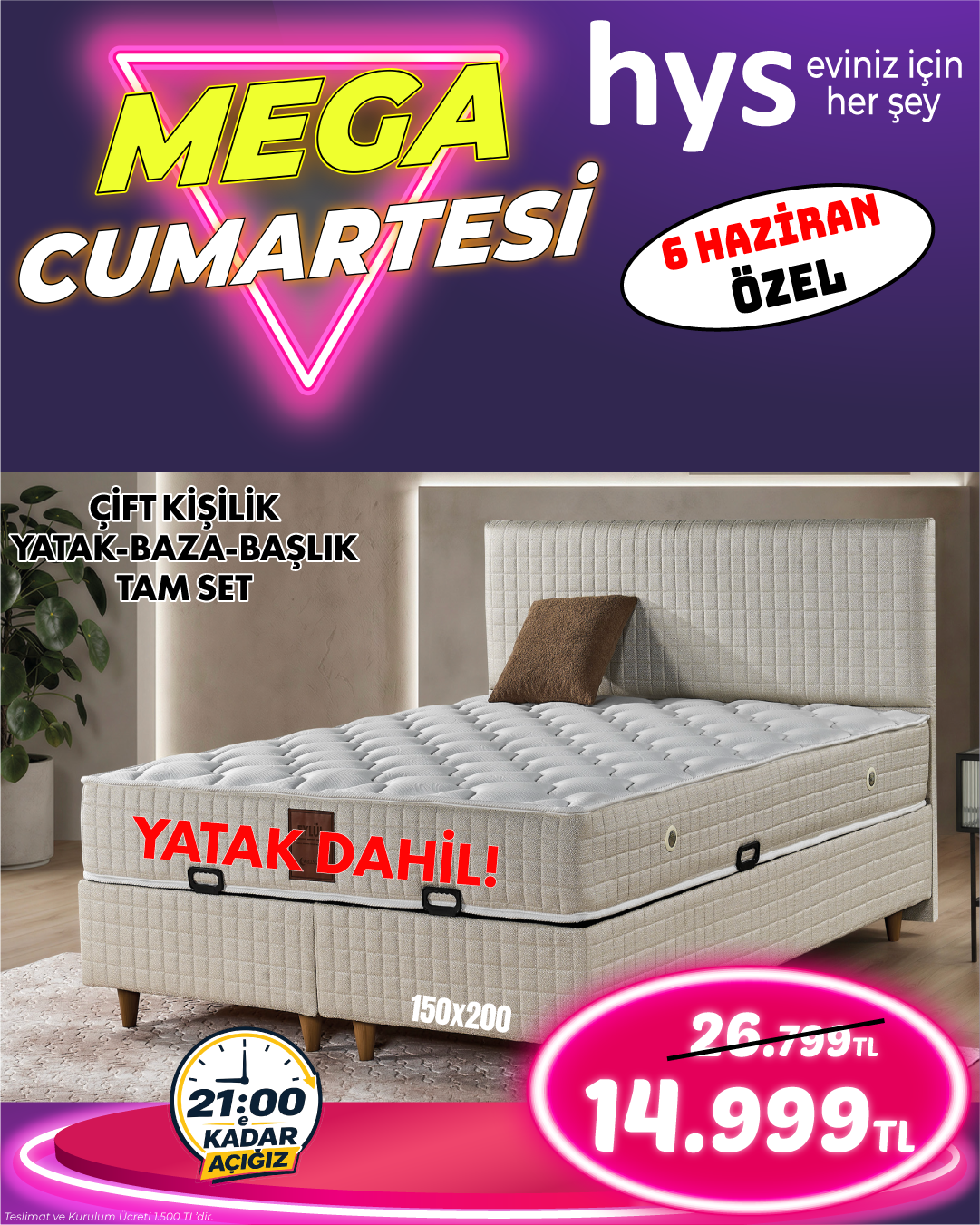 Çift Kişilik Yatak Baza Başlık Tam Set