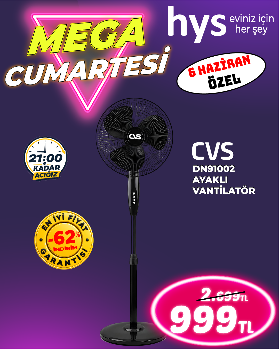 Cvs DN91002 Ayaklı Vantilatör Ürün ana görseli