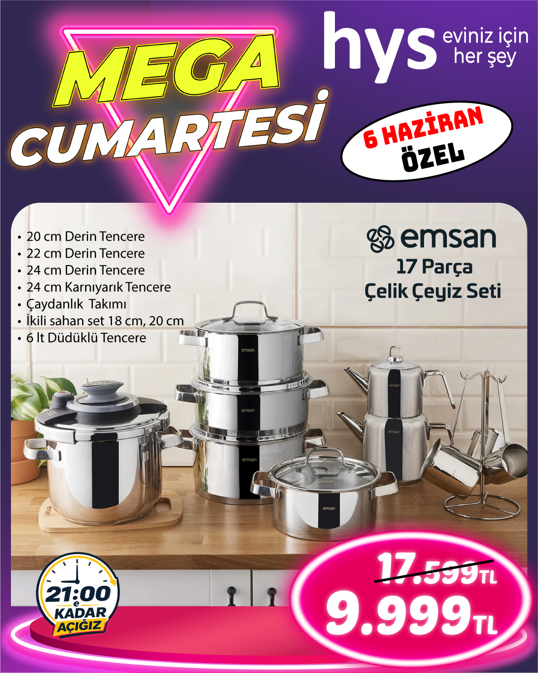 Emsan 17 Parça Çelik Çeyiz Seti