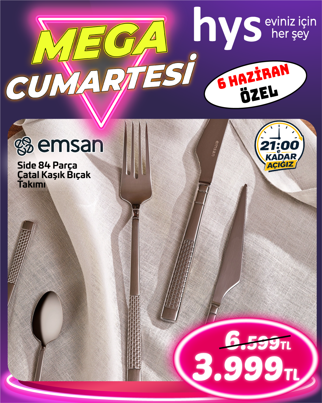 Emsan Side 84 Parça Çatal Kaşık Bıçak Takımı Ürün ana görseli