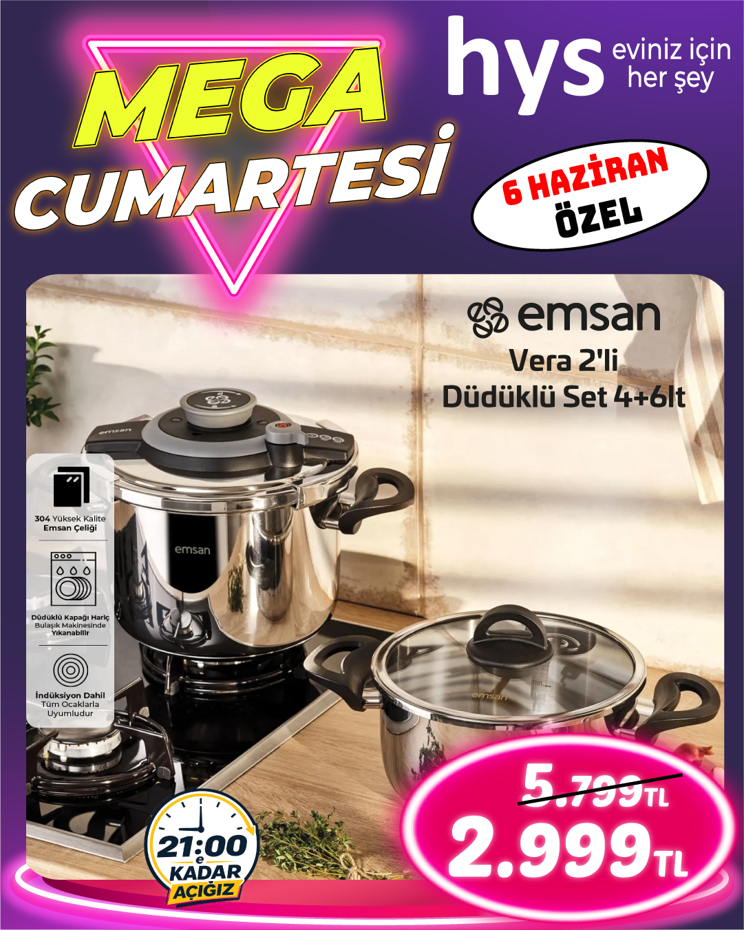 Emsan Vera 2'li Düdüklü Set 4 6 Lt Ürün ana görseli