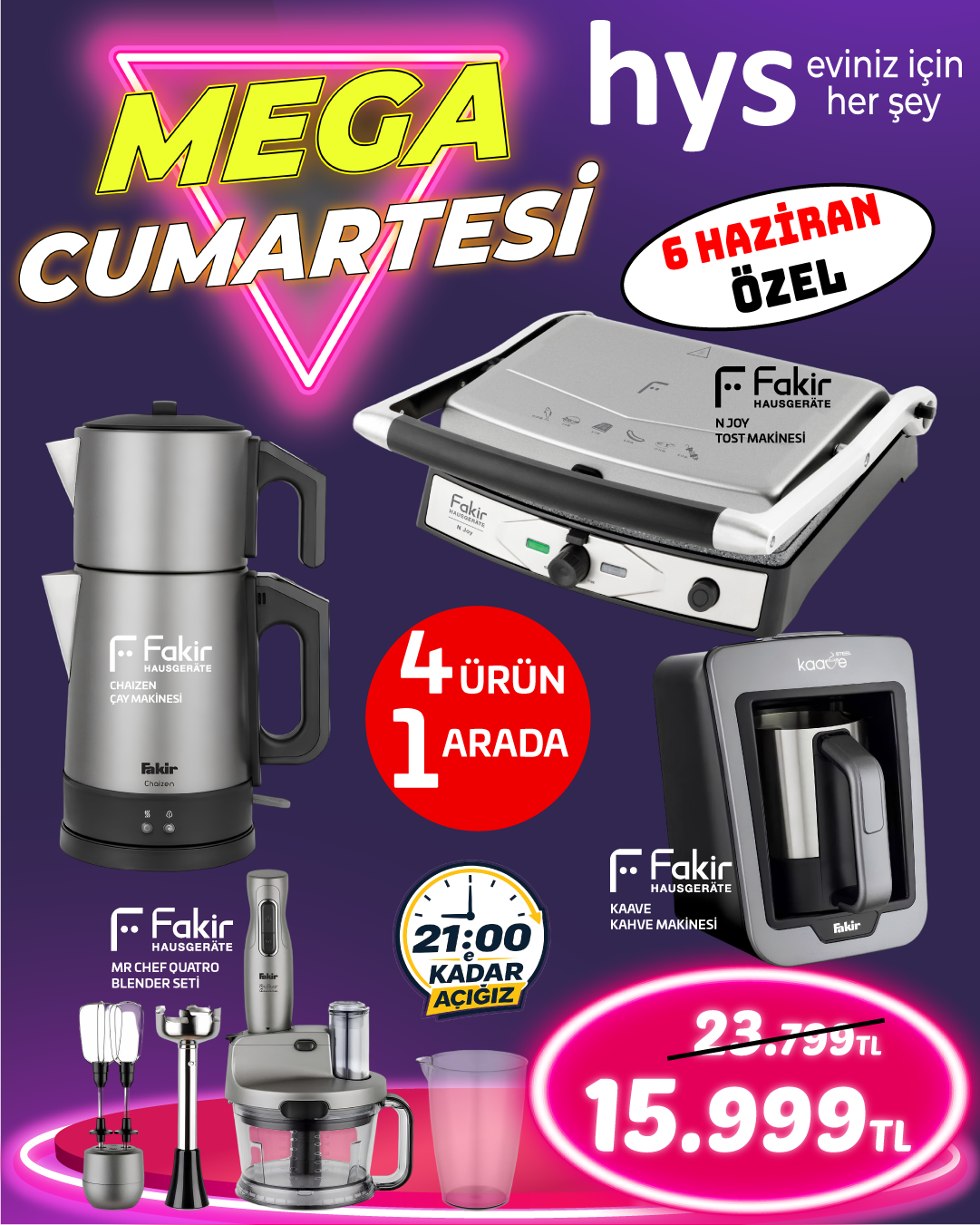 Fakir 4'ü 1 Arada Küçük Ev Aletleri Seti