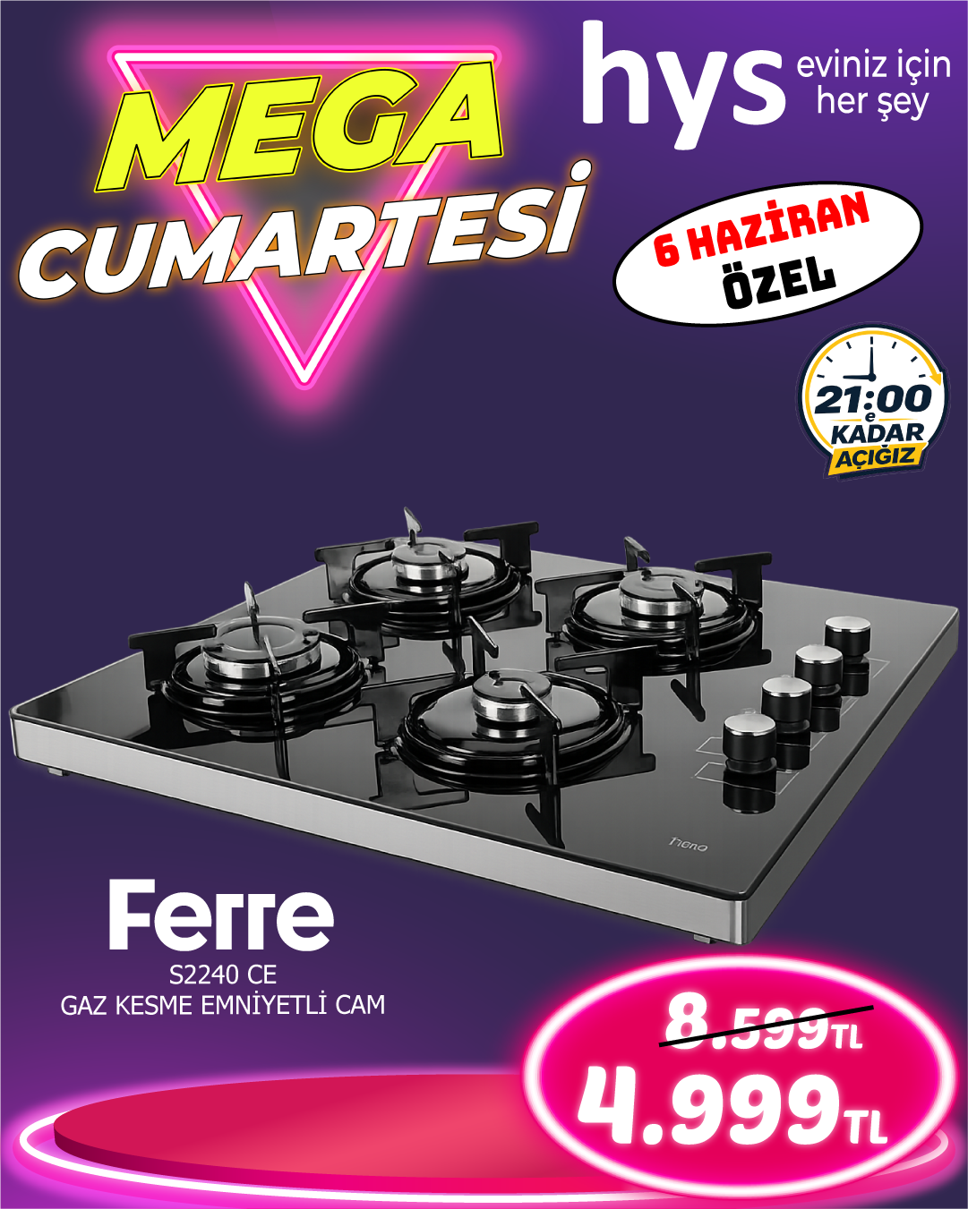 Ferre S2240ce Cam Ocak Ürün ana görseli
