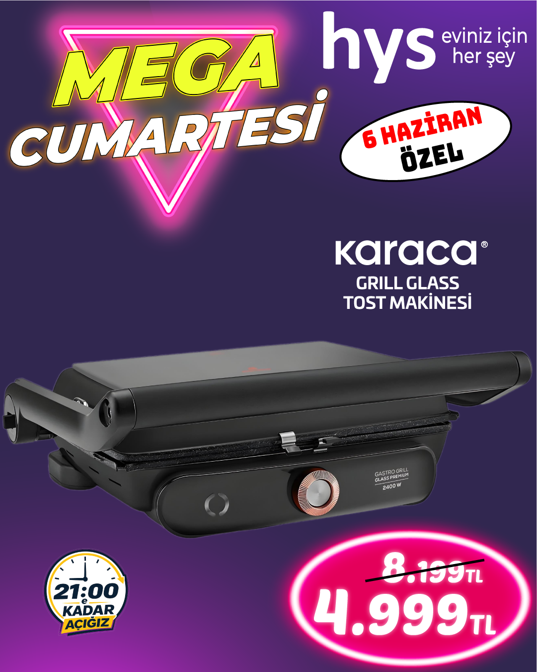 Karaca Grill Glass Tost Makinesi