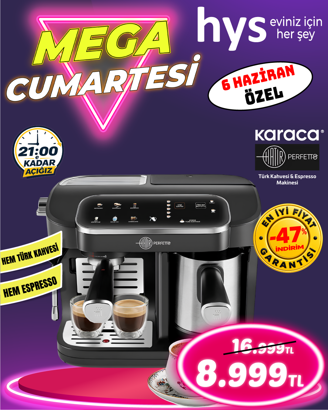 Karaca Hatir Perfetto Türk Kahvesi Espresso Makinesi