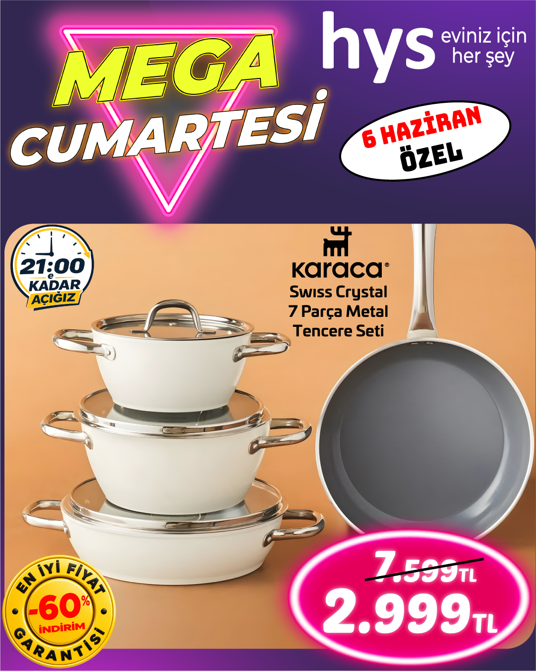 Karaca Swiss Crystal 7 Parça Metal Tencere Seti