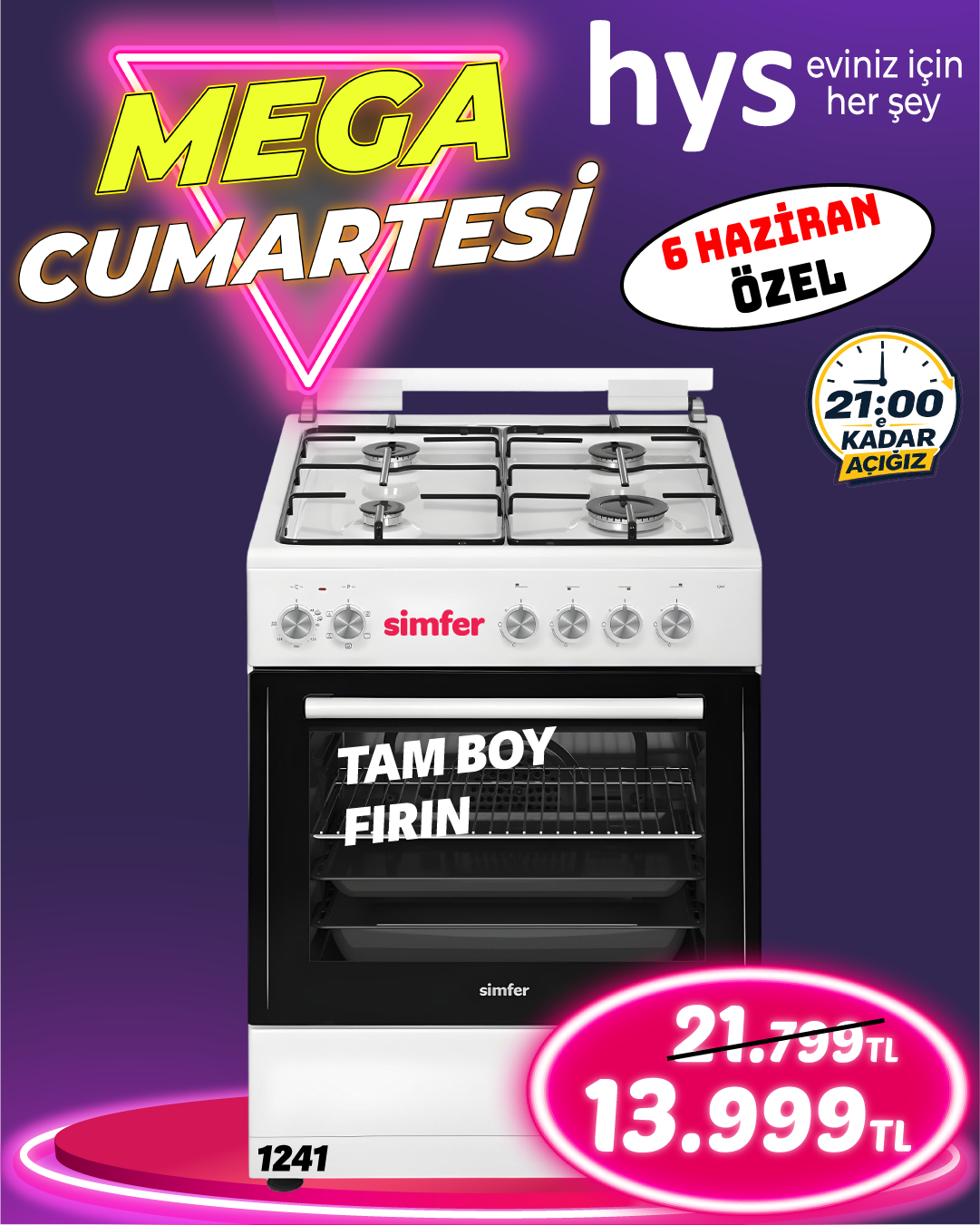 Simfer 1241 Tam Boy Fırın