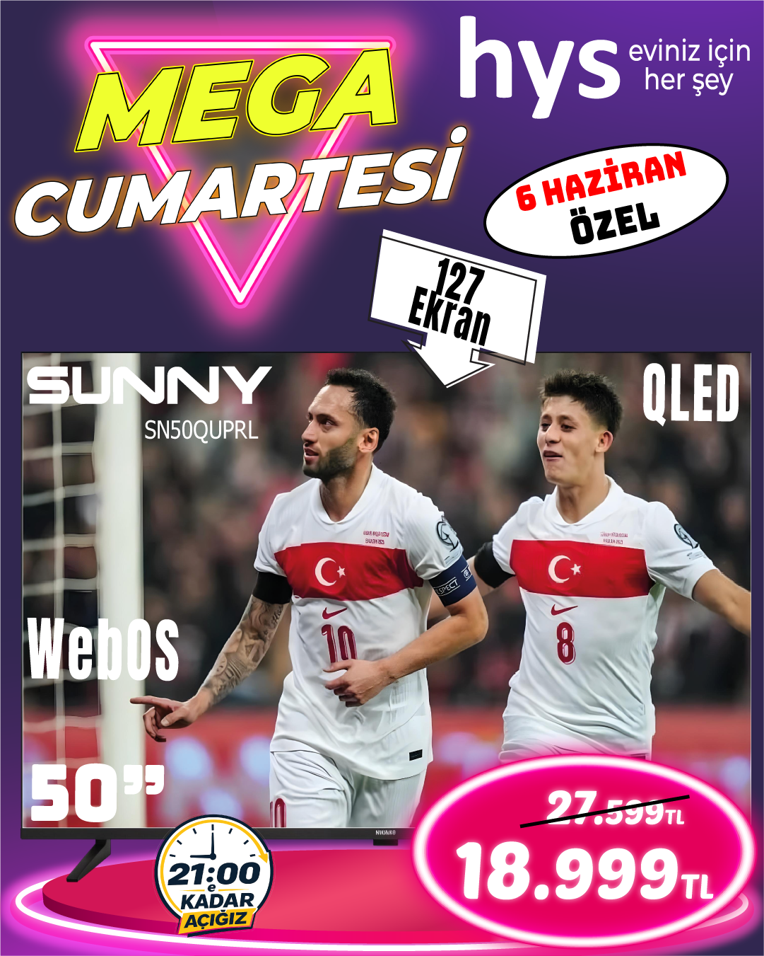 Sunny SN50QUPRL 50 İnç QLED webOS Tv Ürün ana görseli