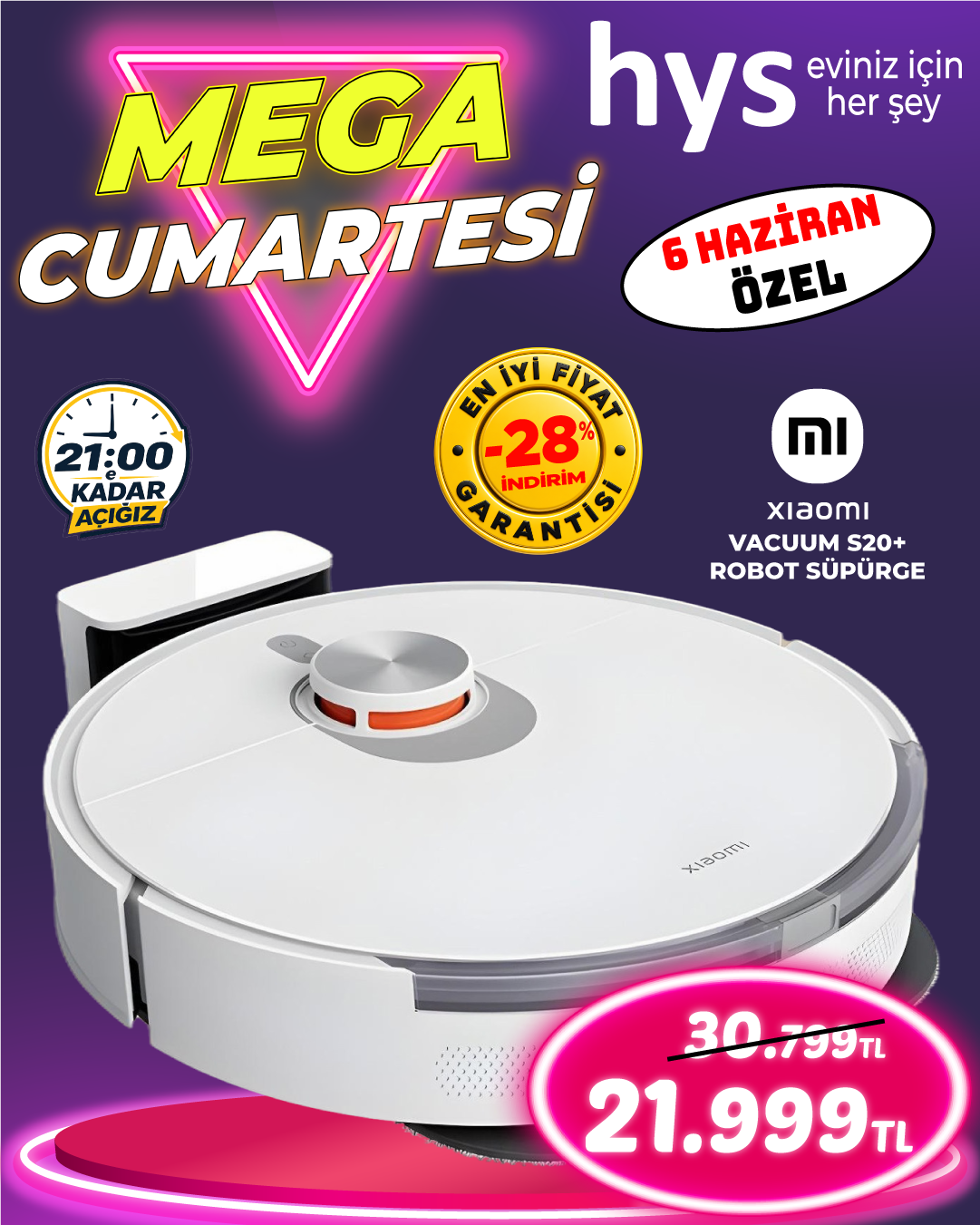 Xiaomi Vacuum S20 Plus Robot Süpürge Ürün ana görseli