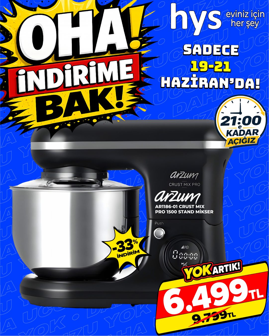 Arzum AR1186-01 Crust Mix Pro Stand Mikser