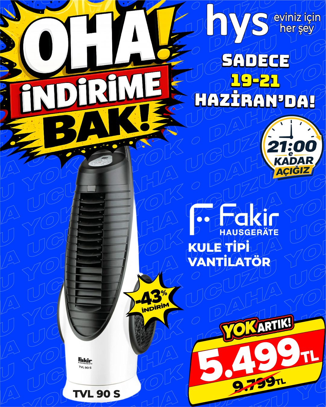 Fakir TVL 90 S Kule Tipi Vantilatör