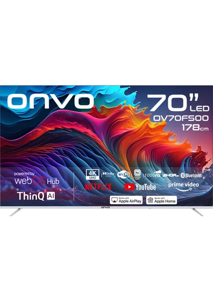 Onvo OV70F500 70" 4K Ultra HD Smart LED TV – Dev Ekranda Akıllı ve Gerçekçi Görüntüler