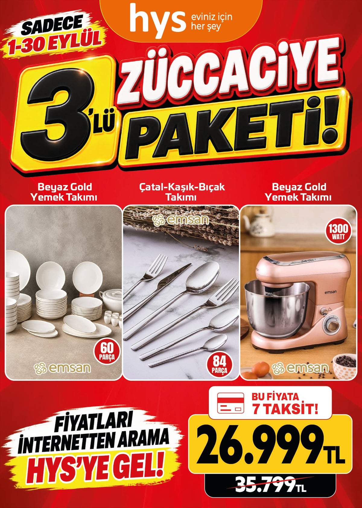 Beyaz Gold Züccaciye Paketi 3'lü