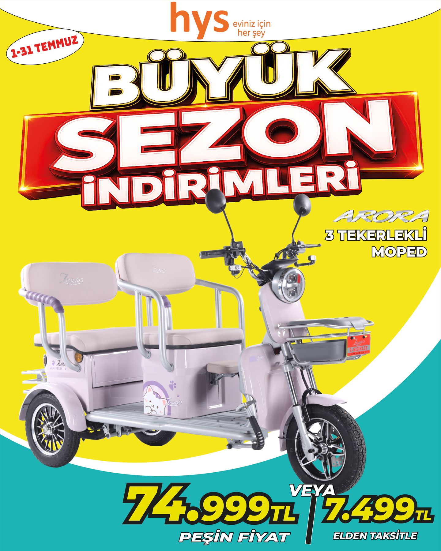 3 Tekerlekli Moped Ürün ana görseli