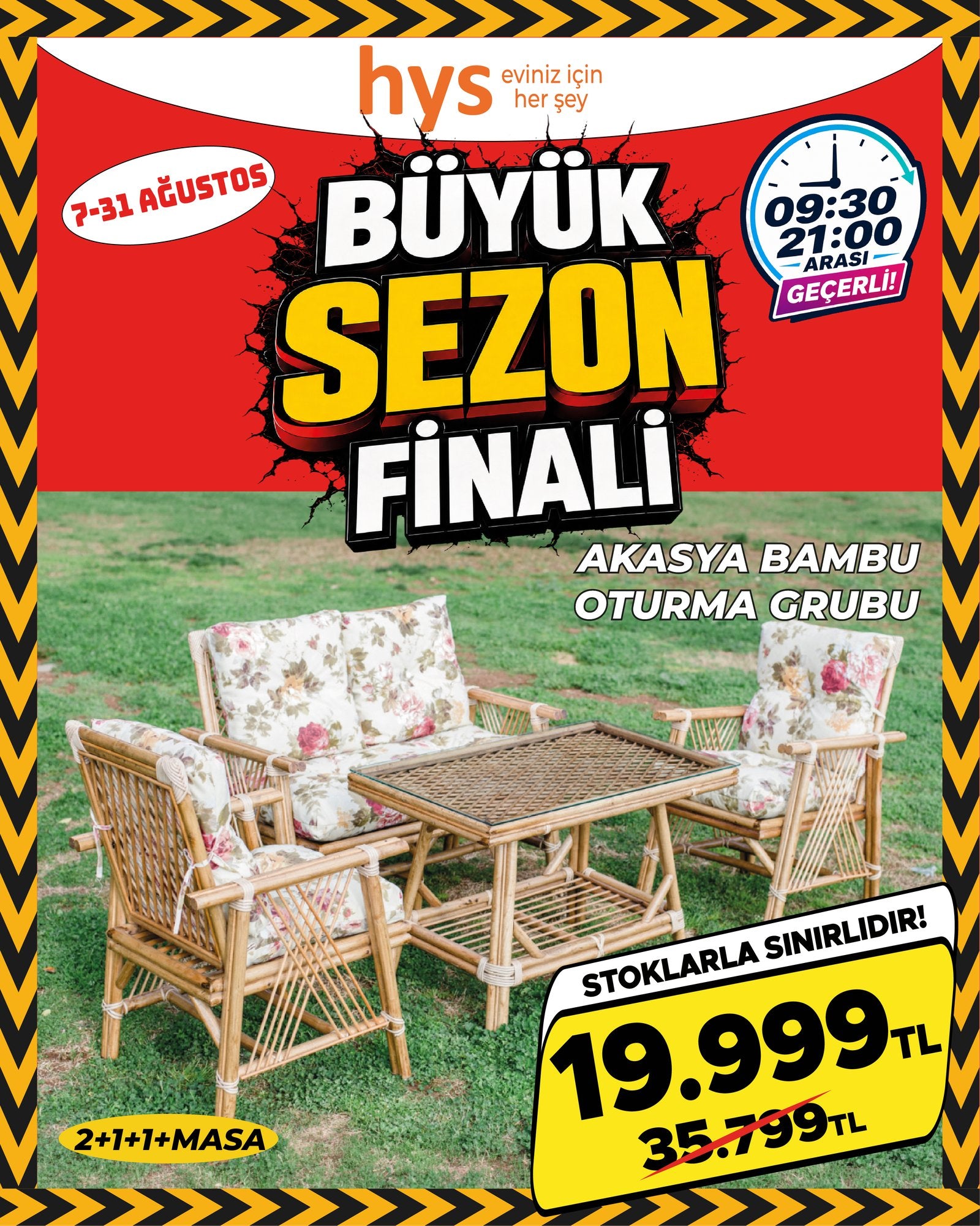 Akasya Bambu Oturma Grubu 2+1+1+Masa