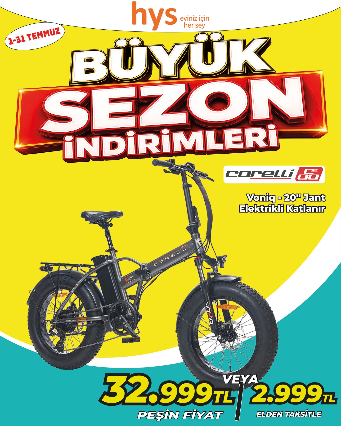 Corelli Voniq Elektrikli Katlanır Bisiklet Ürün ana görseli