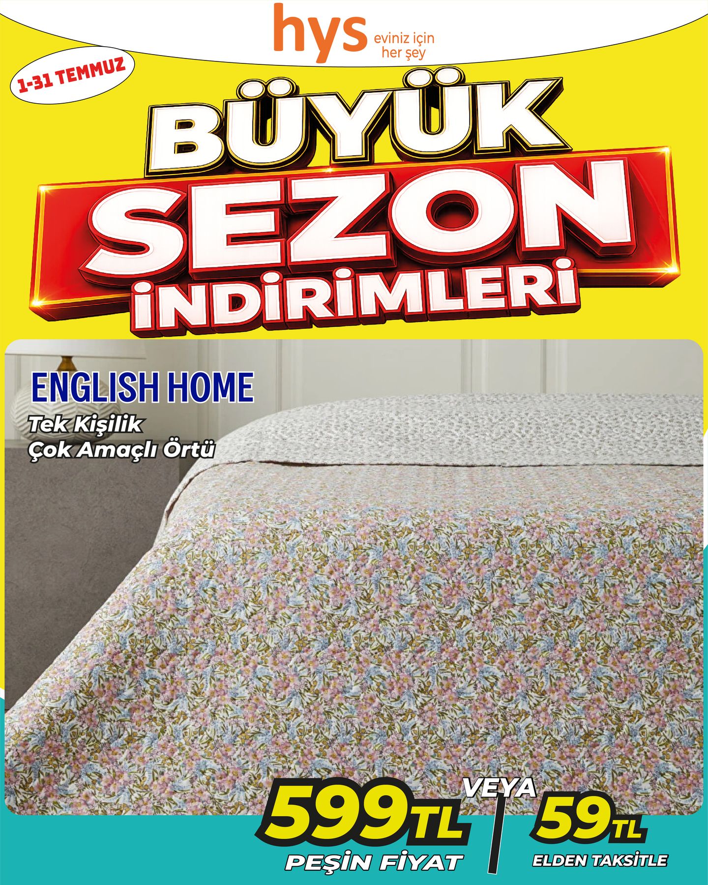 English Home Tek Kişilik Çok Amaçlı Örtü Ürün ana görseli