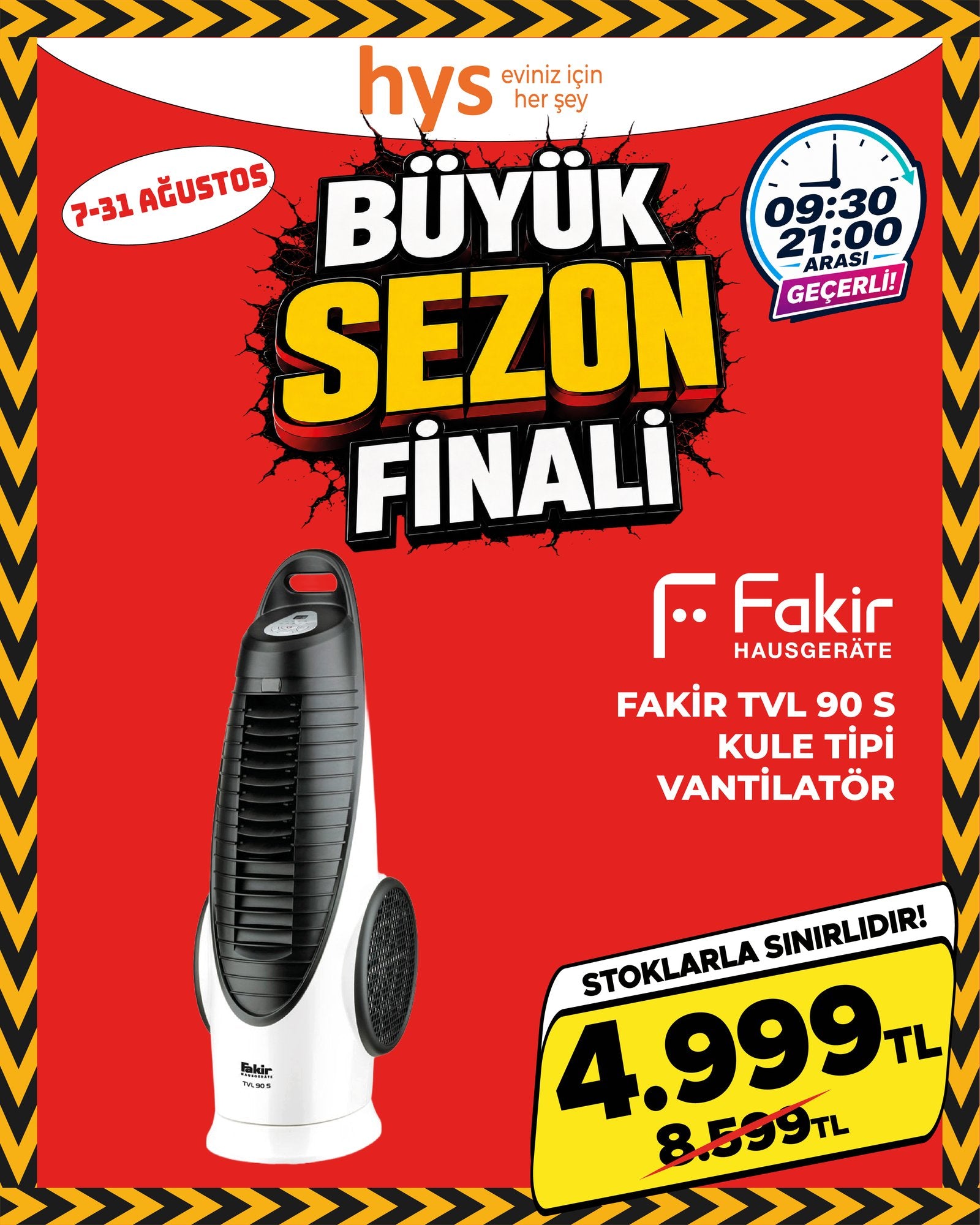 Fakir TVL 90 S Kule Tipi Vantilatör Ürün ana görseli