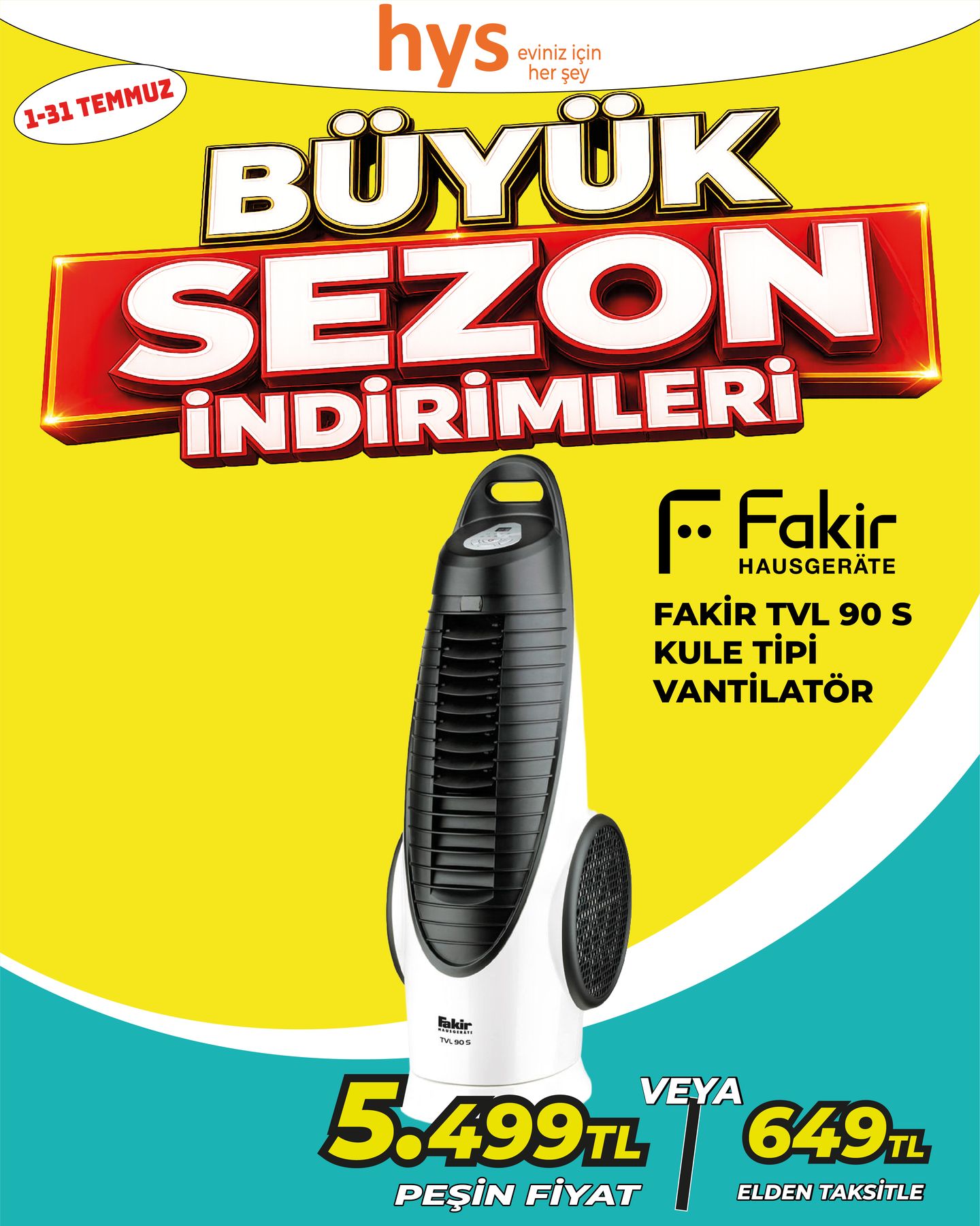 Fakir TVL 90 S Kule Tipi Vantilatör
