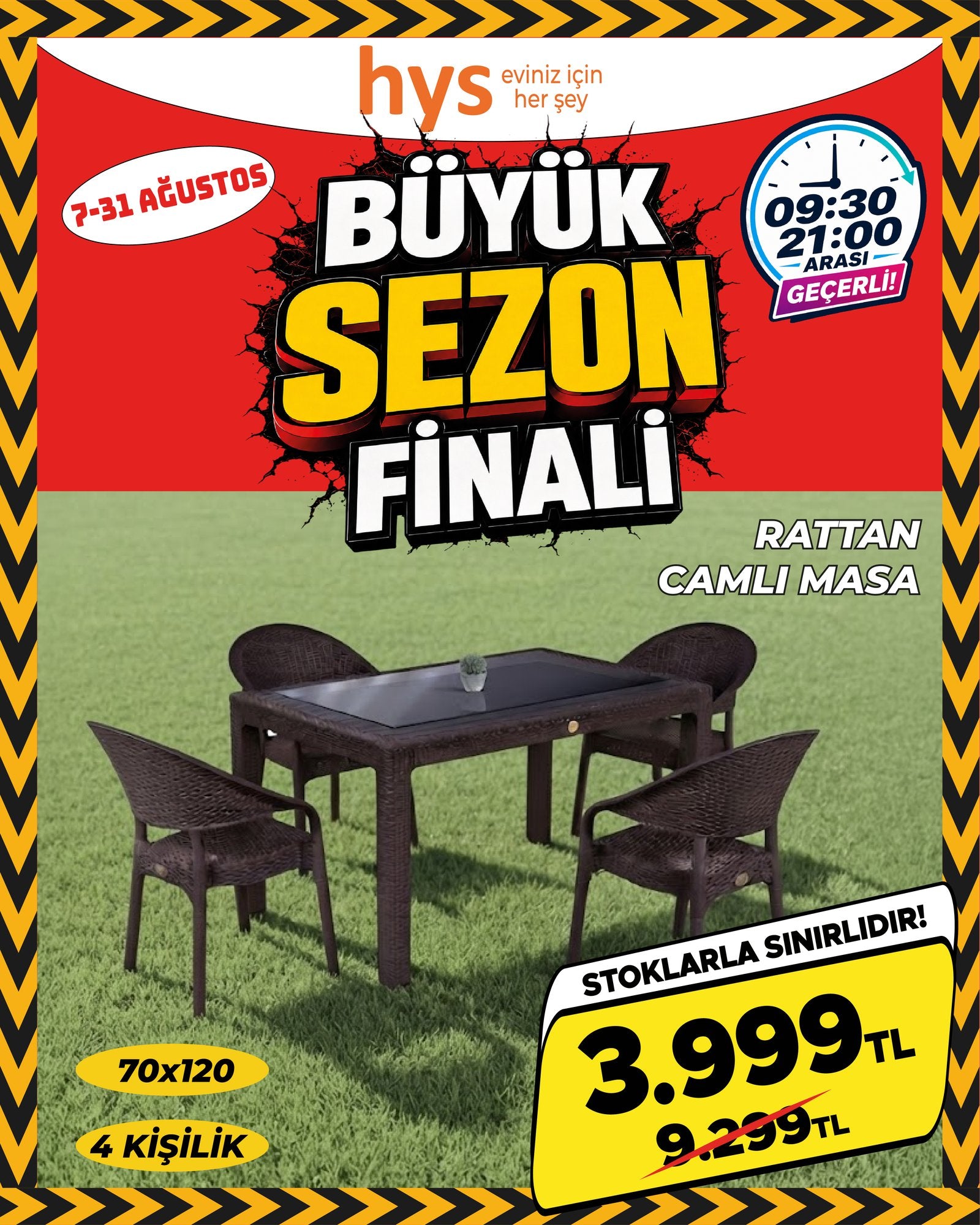 Rattan Camlı Masa Takımı 4 Kişilik 70x120 cm Ürün ana görseli