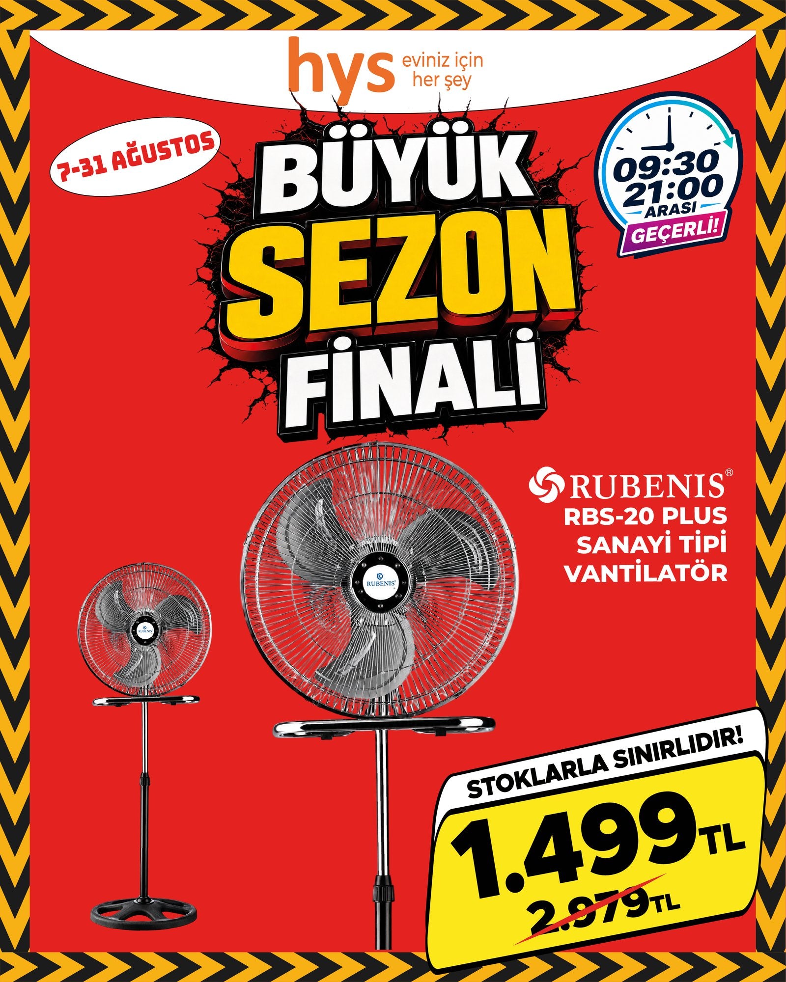 Rubenis RBS-20 Plus Sanayi Tipi Vantilatör Ürün ana görseli