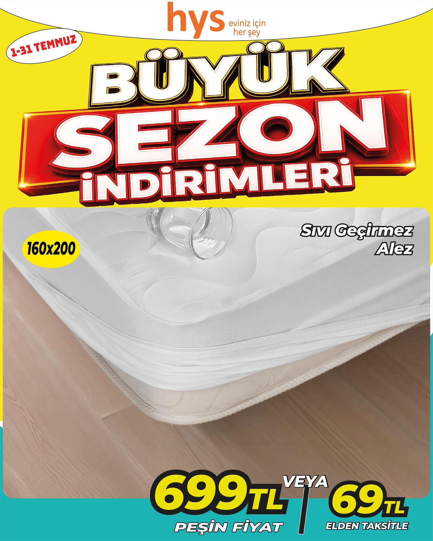 Sıvı Geçirmez Alez 160x200