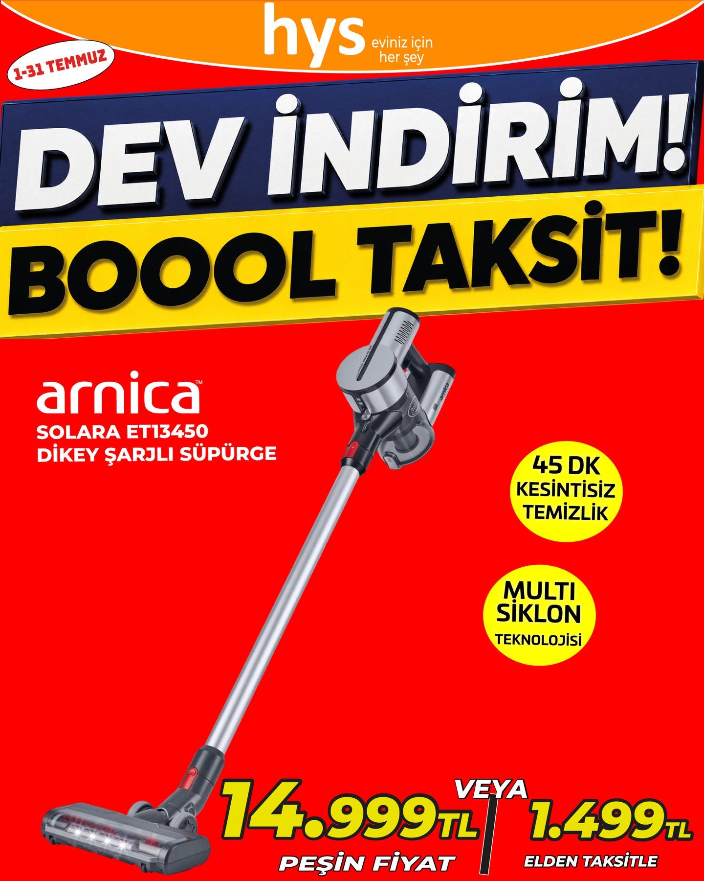 Arnica Solara Dikey Şarjlı Süpürge