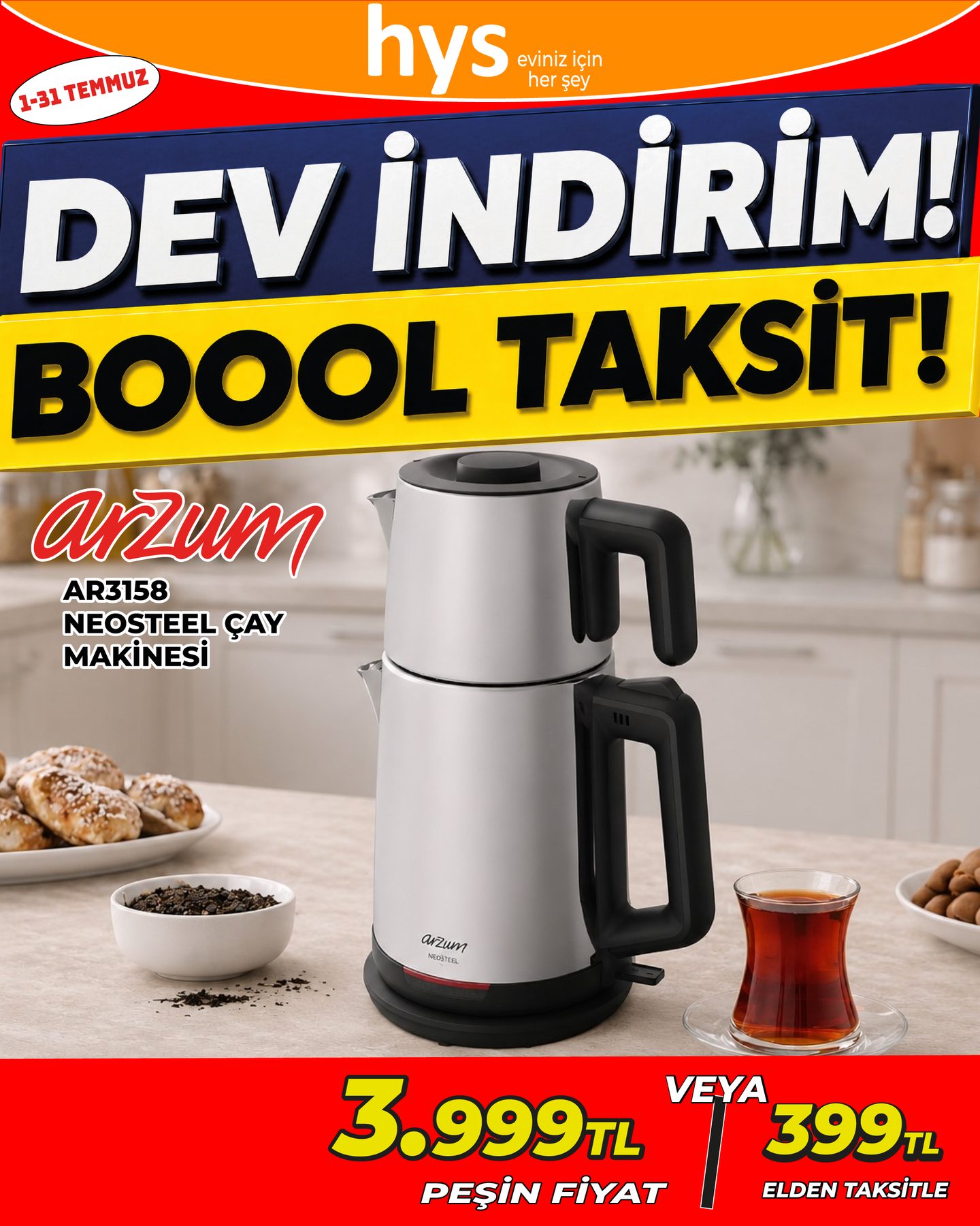Arzum Neosteel Çay Makinesi Ürün ana görseli