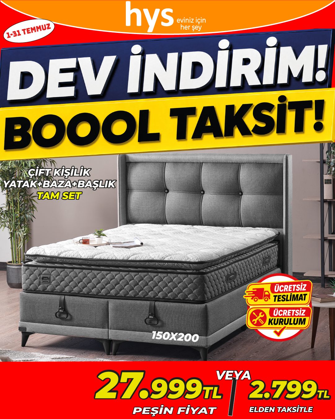 Çift Kişilik Yatak Baza Başlık Tam Set Ürün ana görseli