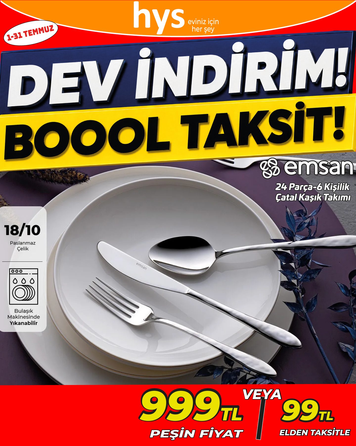 Emsan 24 Parça Çatal Kaşık Takımı