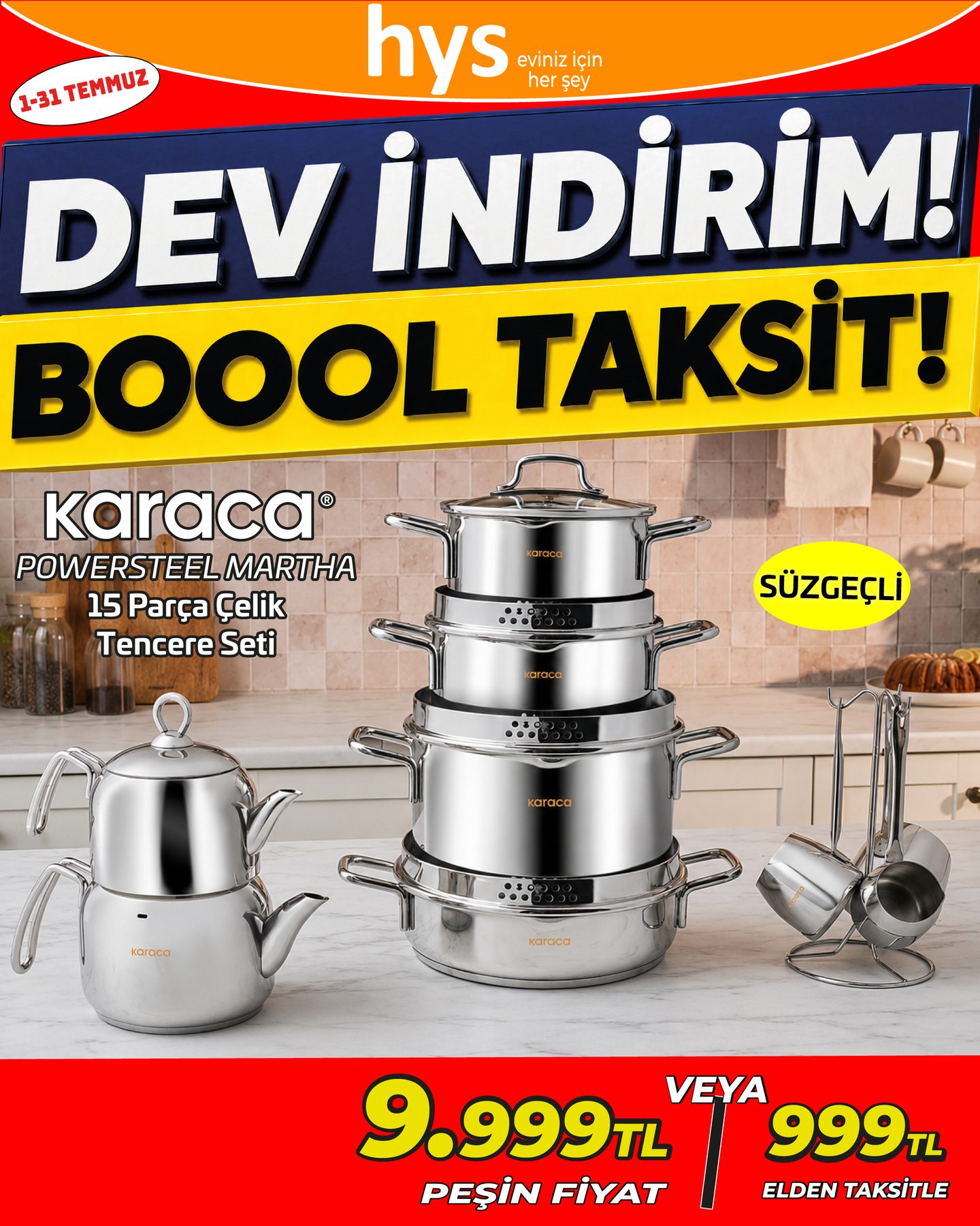 Karaca Powersteel 15 Parça Çelik Tencere Seti