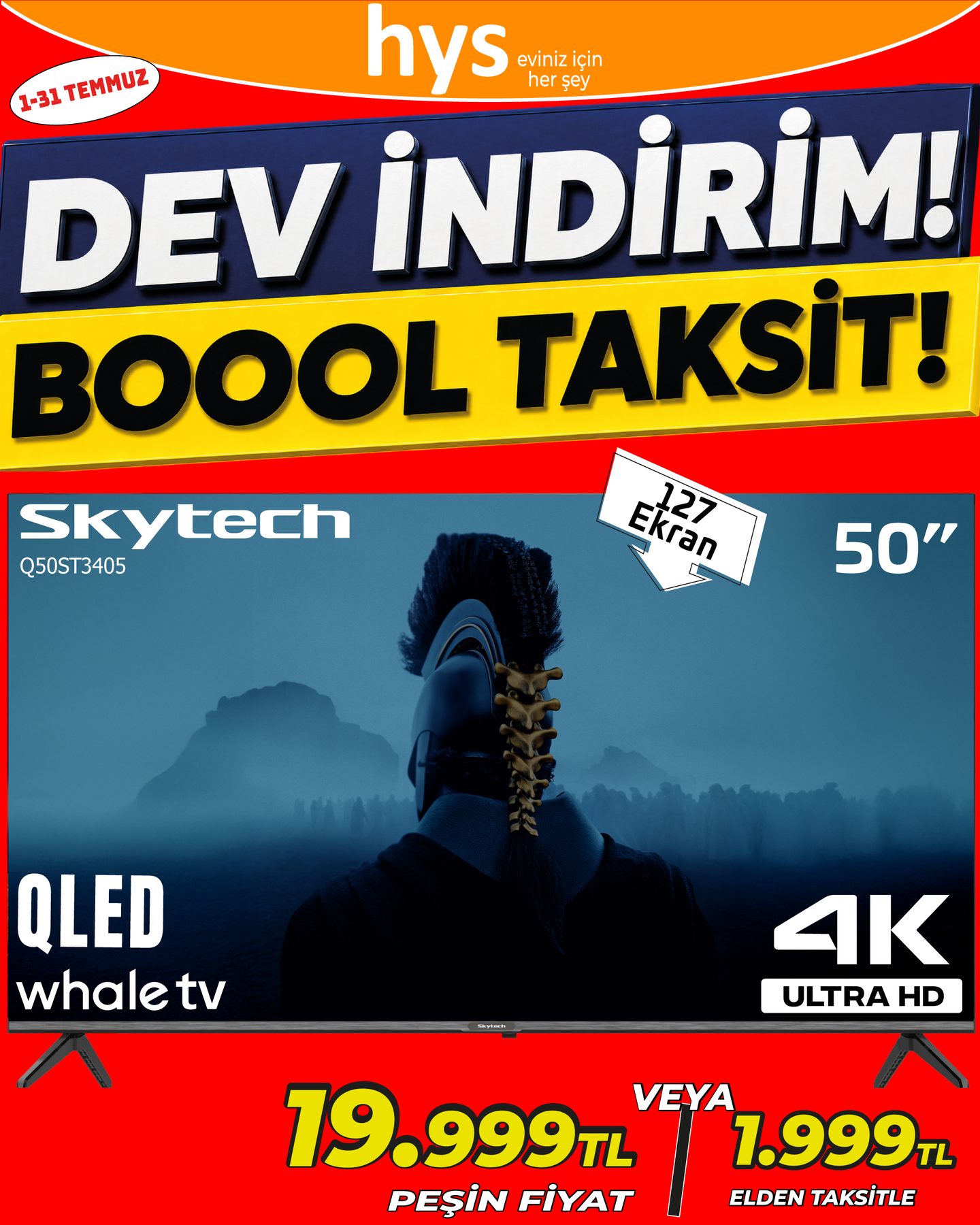 Skytech 50 İnç QLED 4K TV Ürün ana görseli