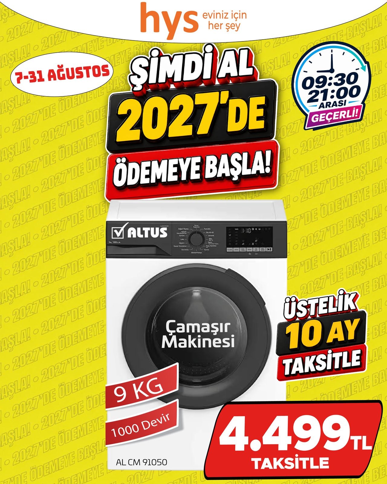 Altus 9 Kg Çamaşır Makinesi