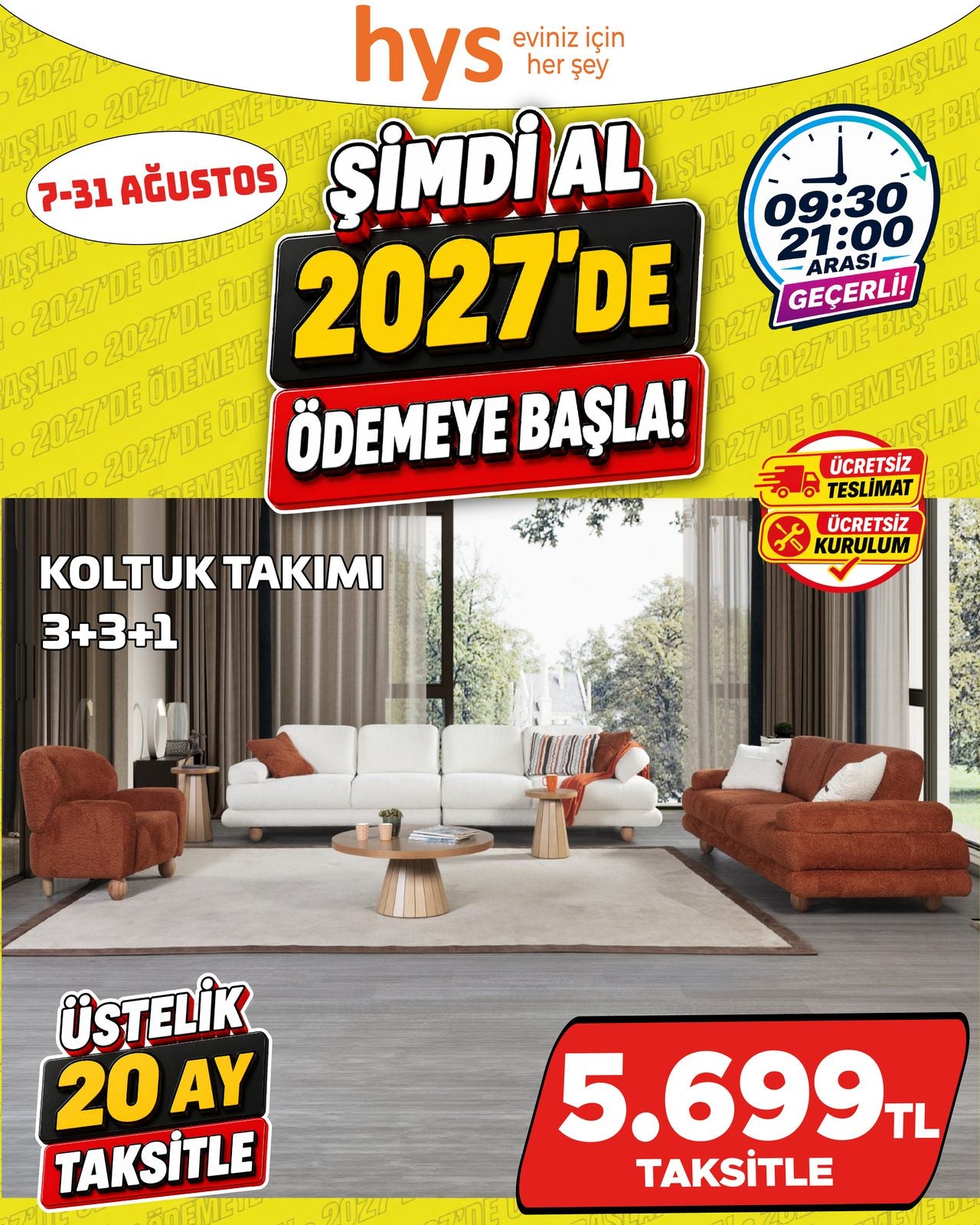 Koltuk Takımı 3+3+1 Beyaz Kiremit Ürün ana görseli
