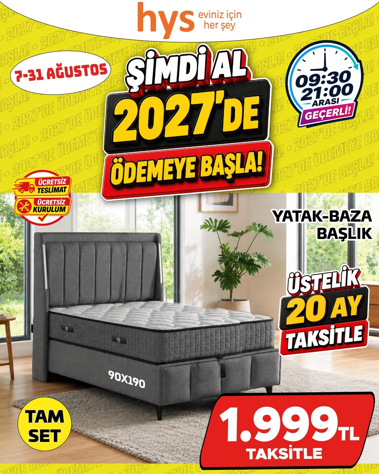 Yatak Baza Başlık 90x190 Ürün ana görseli