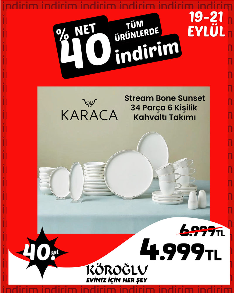 Karaca Stream Bone 34 Parça Kahvaltı Seti
