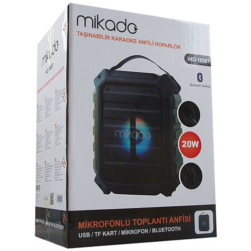 Mikado MD-115BT 20W 2 Adet Kablosuz Mikrofonlu USB/SD Bluetooth Toplantı Anfisi
