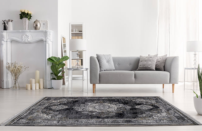 Arora Siyah Klasik Desen Halı (34678-090)